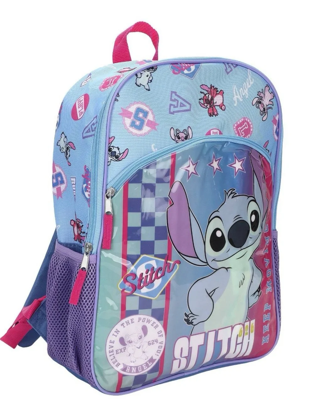 Disney Stitch Backpack in Light Blue, Purple & Pink Accents T2